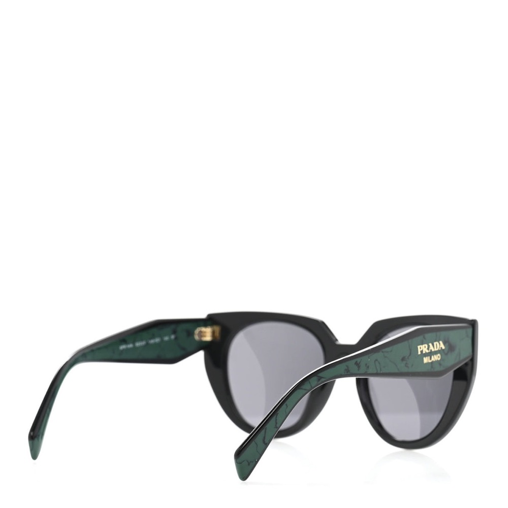 Prada Women's Acetate Black Cat-Eye Sunglasses. SPR 14W Black Green - Picture 12 of 16